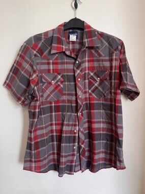 WRANGLER PLAID WESTERN SHIRT PEARL SNAP BUTTONS MENS SIZE XL